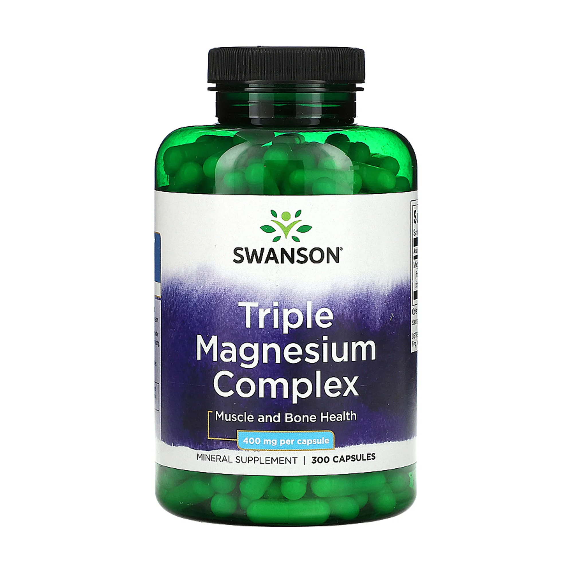 Потрійний комплекс магнію Swanson Triple Magnesium Complex  400 мг, 300 капсул