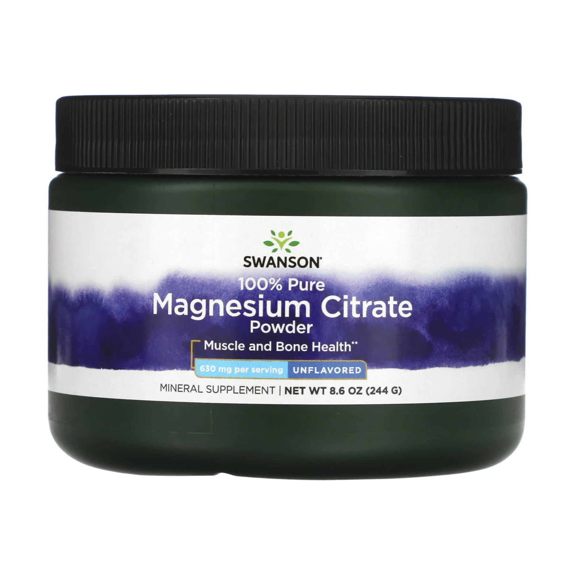 Цитрат магнію Swanson 100% Pure Magnesium Citrate Powder без смаку, 630 мг, в порошку, 244 г